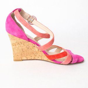 LK Bennett London Pink High Heeled Wedge Sandals Size 40 (Size 9 or 9.5)